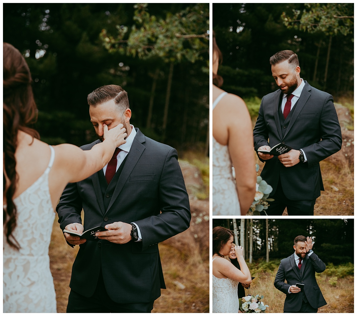 groom cries as he recites his vows during flagstaff elopement