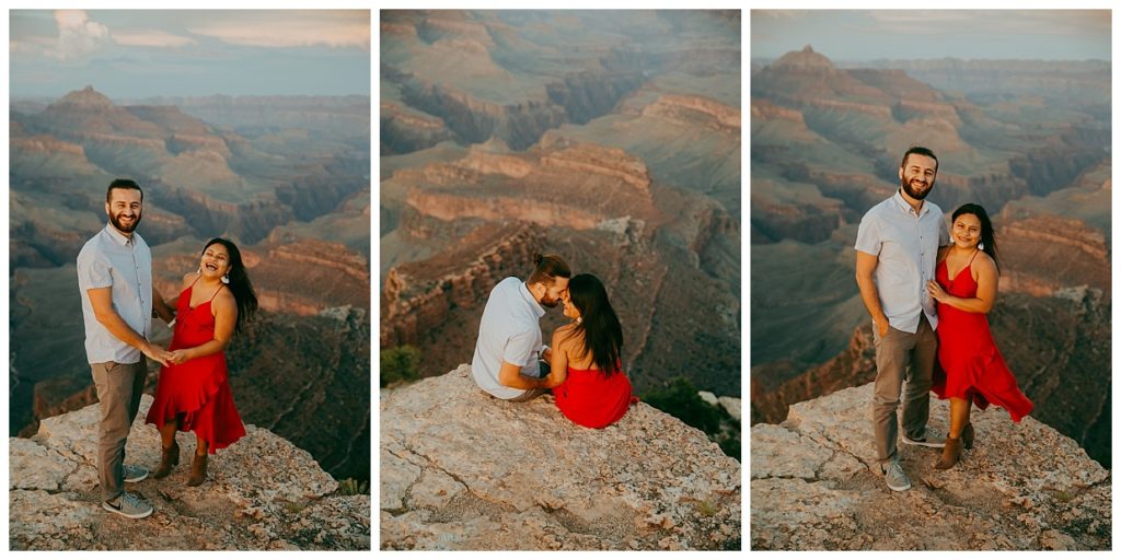 couple kisses and holds each other at the Grand Canyon