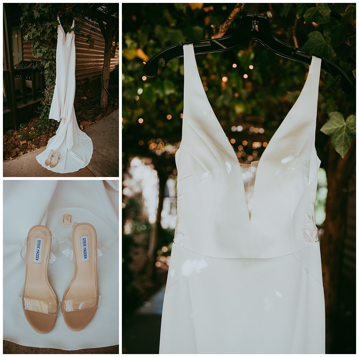 wedding dress and shoes in sedona