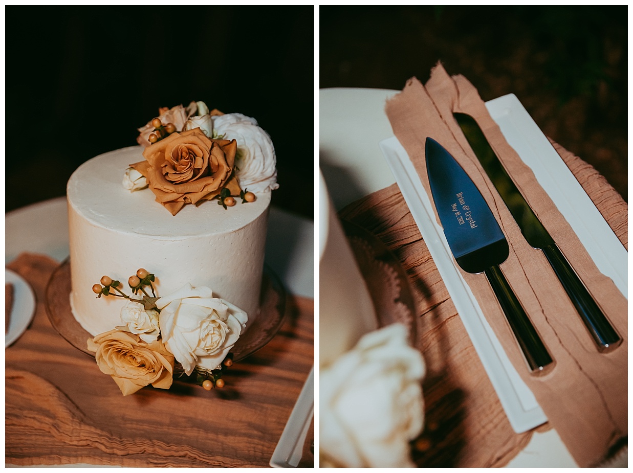 wedding cake and cutlery