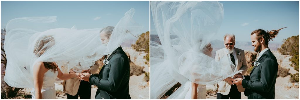 bride veil blowing in wind