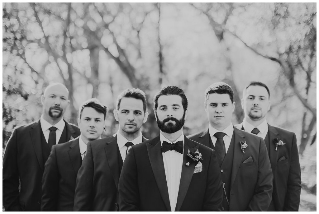 groomsmen in black and white 