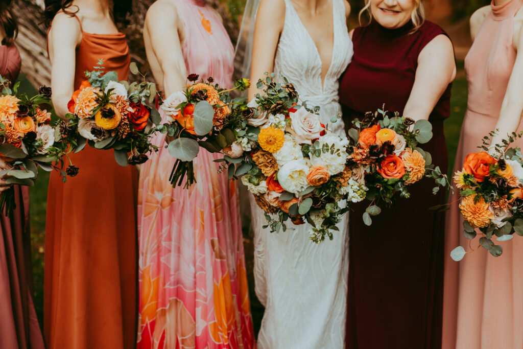 bridesmaid flowers being held