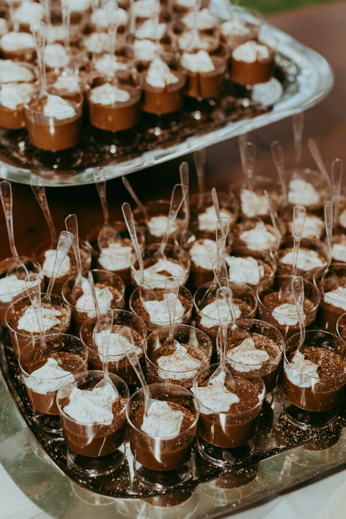 mini desserts for guests at wedding reception at los lagos estate