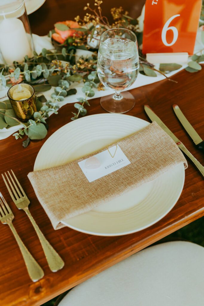 decorative wedding tablescape in Sedona Arizona