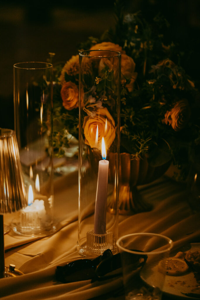 romantic candle light at a wedding